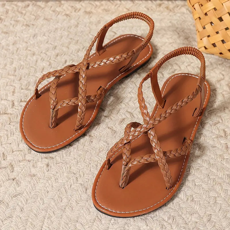 Women’s Braided Flat Sandals for Spring and Summer Casual Wear