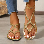Women’s Braided Flat Sandals for Spring and Summer Casual Wear
