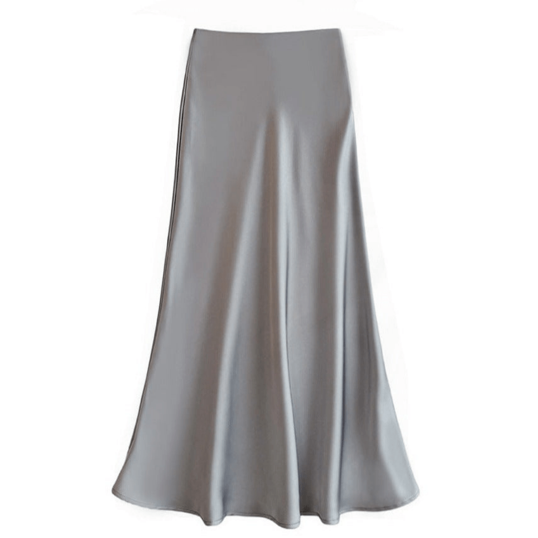 Women’s Elegant Flowing Midi Skirt Gray