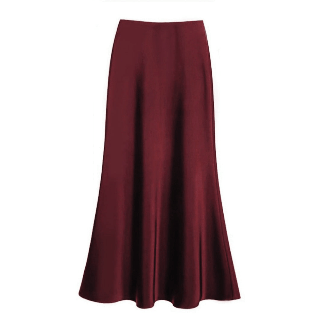 Women’s Elegant Flowing Midi Skirt Red