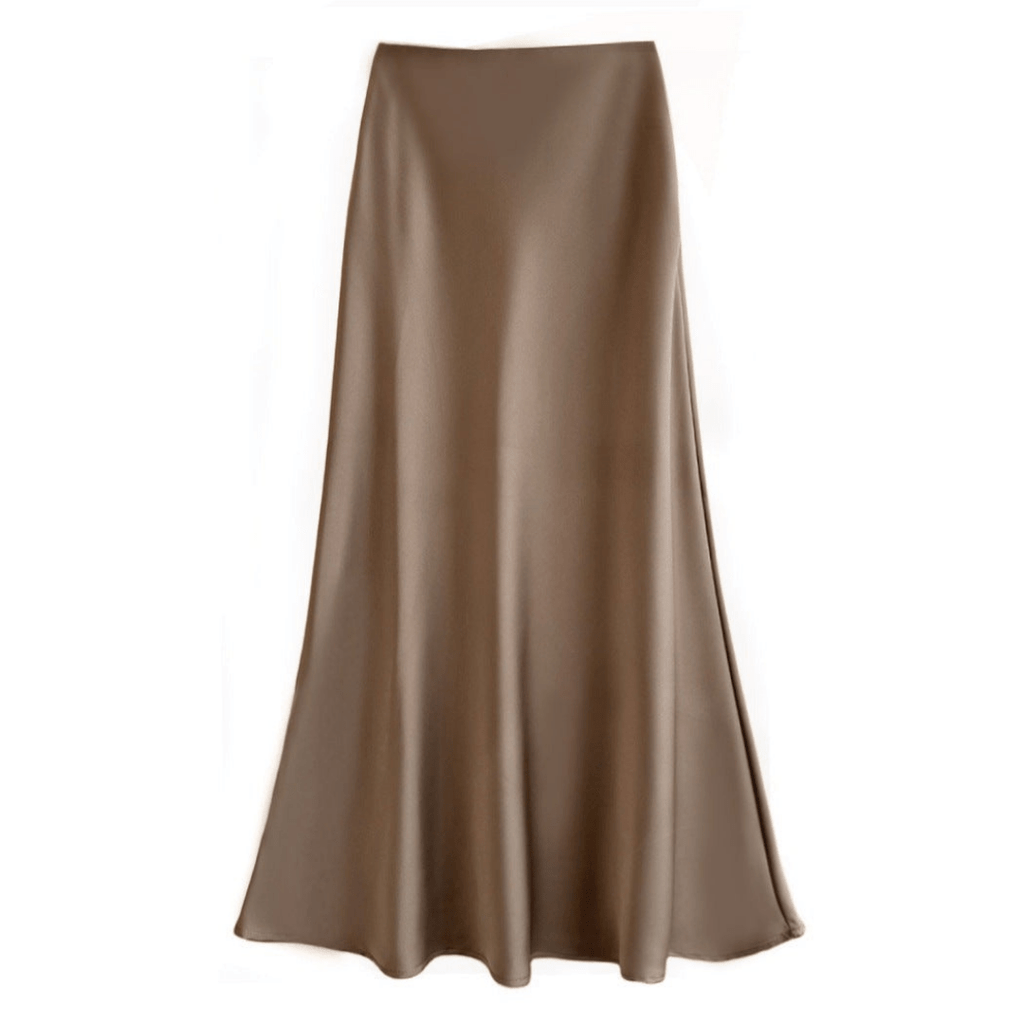 Women’s Elegant Flowing Midi Skirt Light Brown