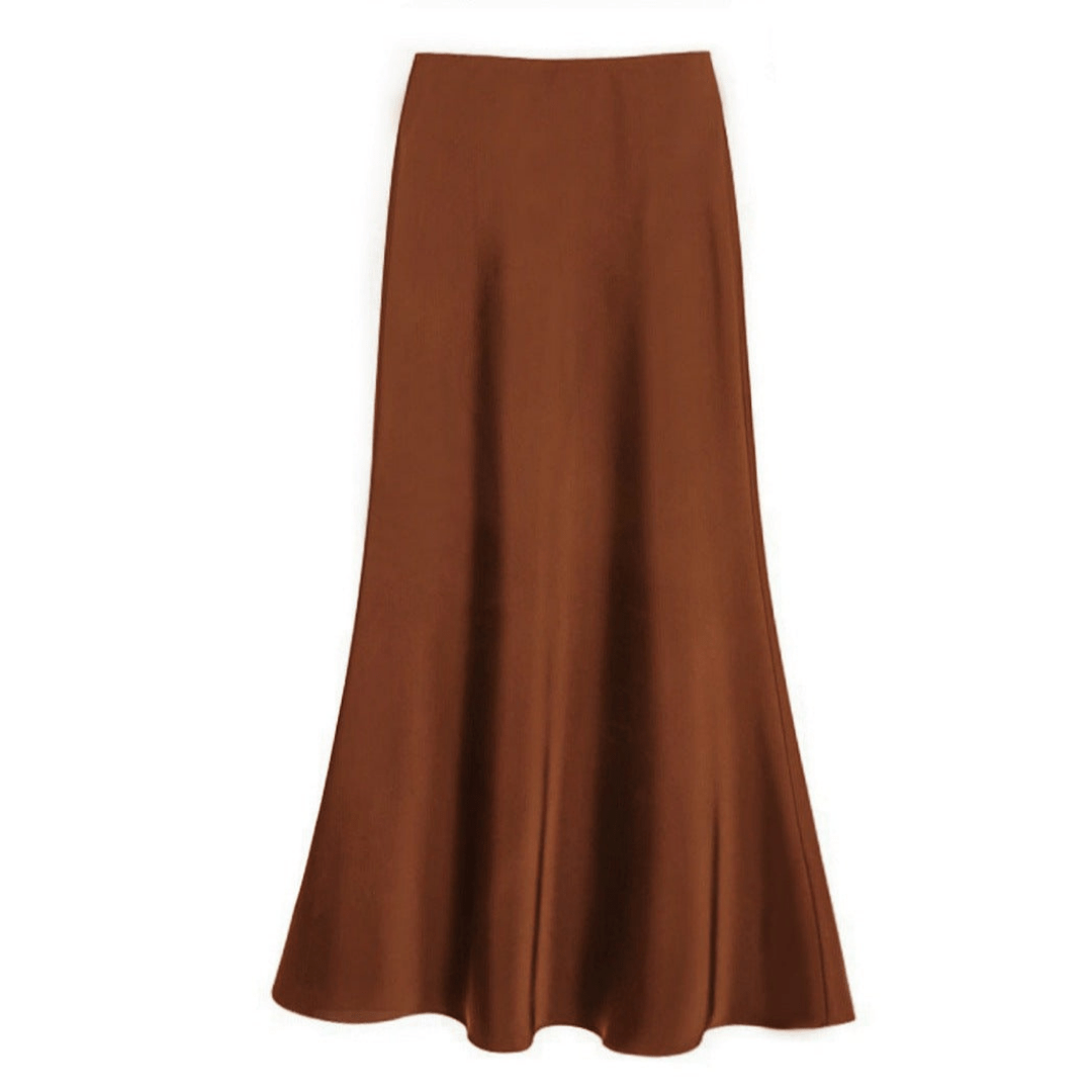 Women’s Elegant Flowing Midi Skirt Brown