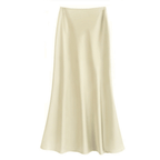 Women’s Elegant Flowing Midi Skirt Light Yellow