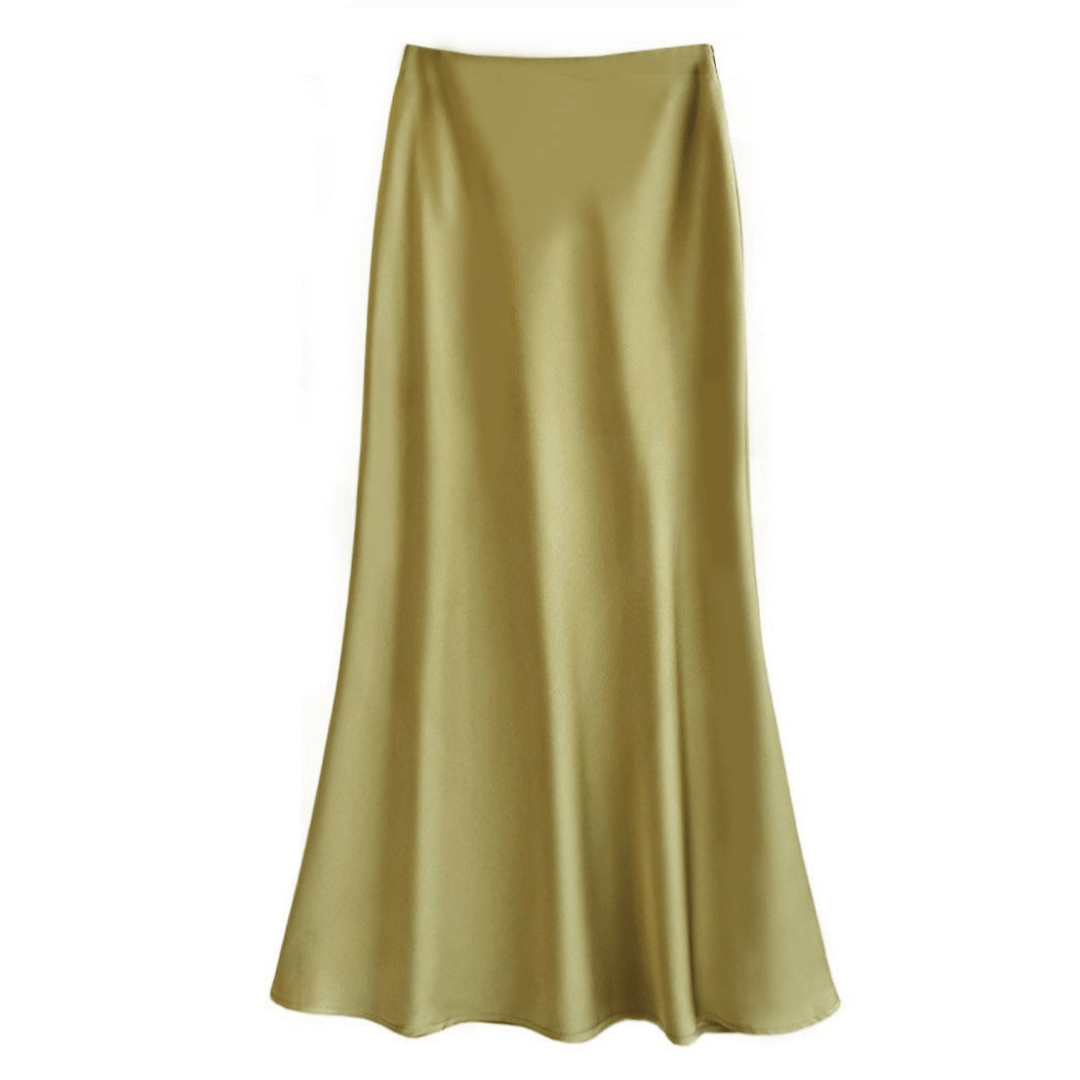 Women’s Elegant Flowing Midi Skirt Yellow