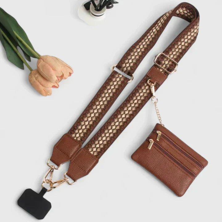 Women’s Elegant Crossbody Phone Holder Bag for Summer Outings Brown