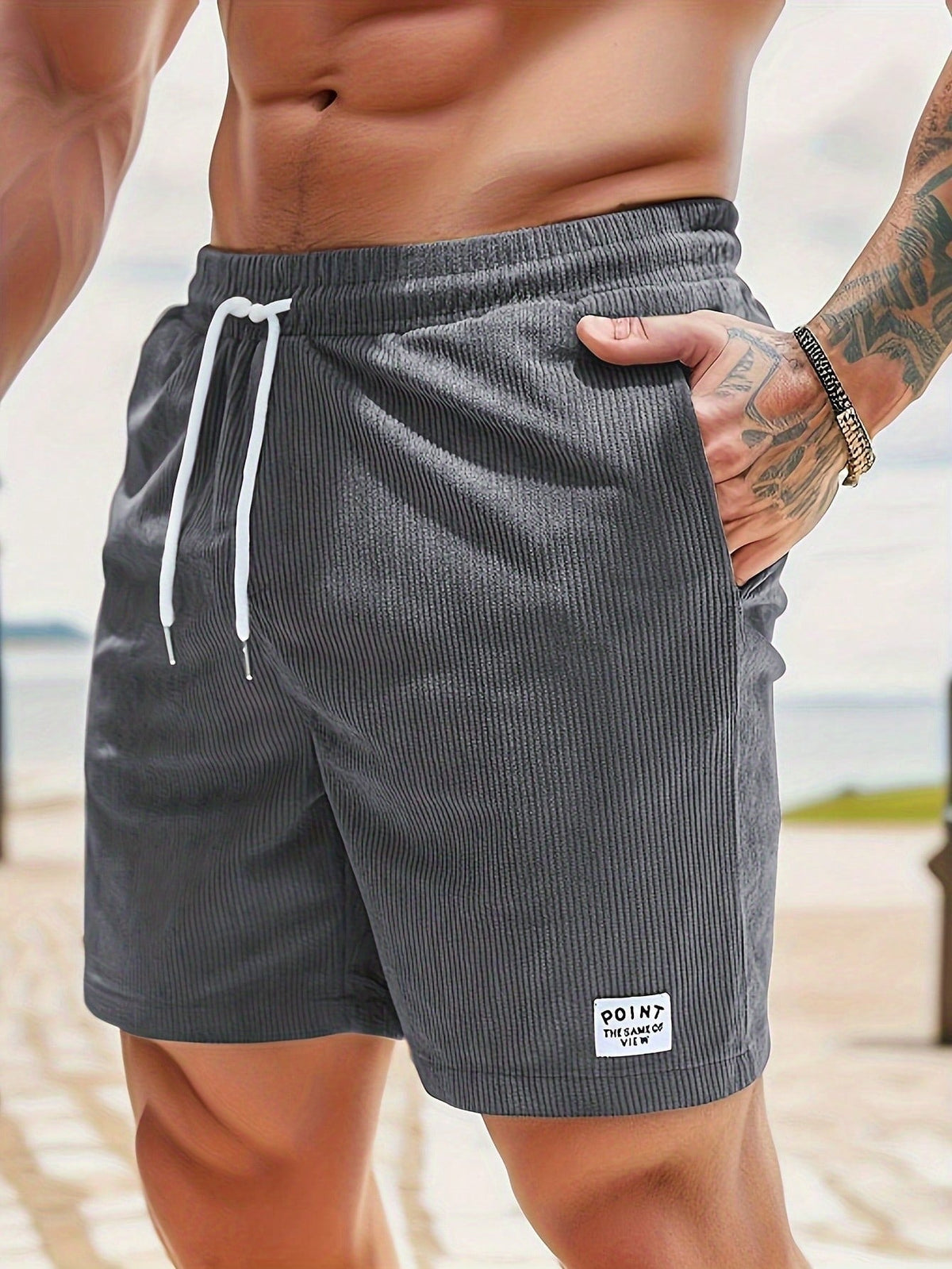 Men’s Casual Drawstring Shorts for Summer Comfort Grey