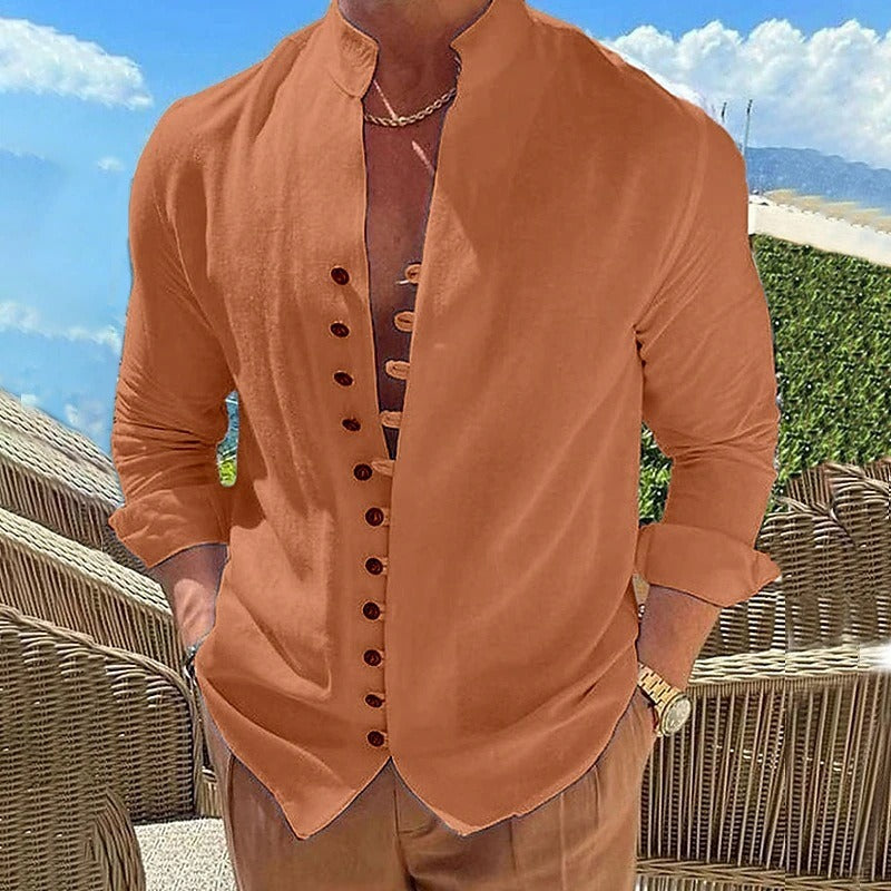 Men’s Comfortable Long Sleeve Shirt Orange