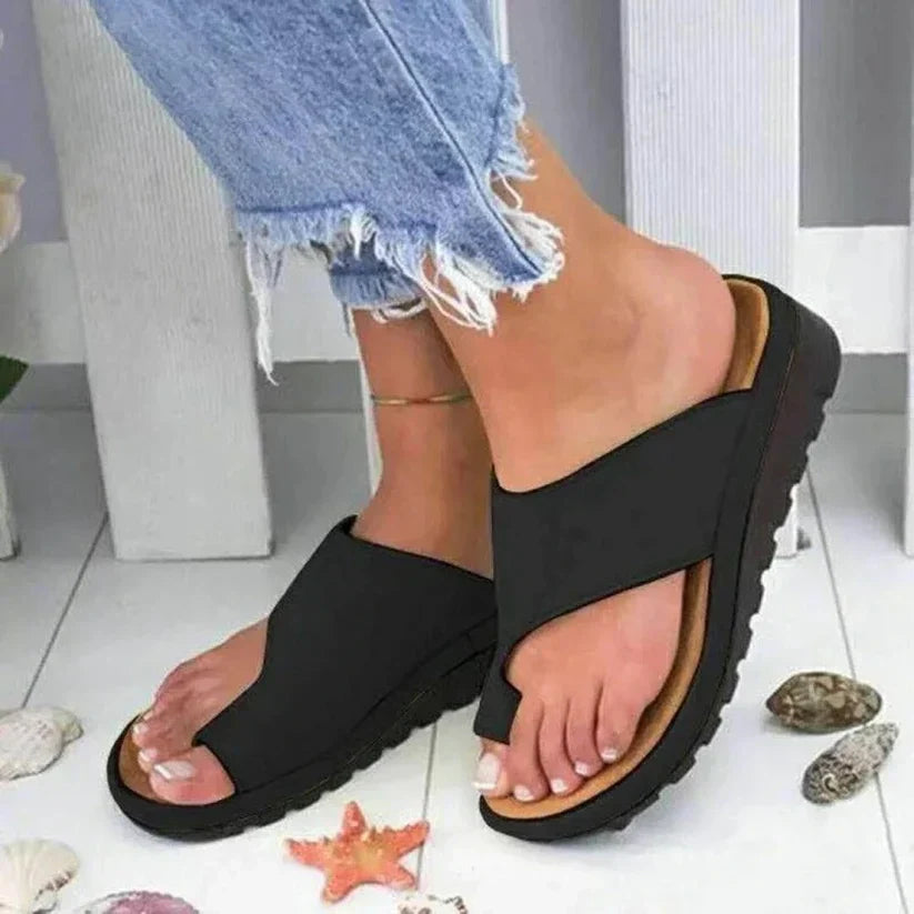 Women’s Comfortable Mules with Wedge Sole Black
