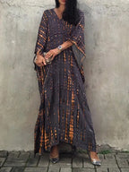 Women’s Flowy Kaftan Maxi Dress - Relaxed Summer Dress Grey