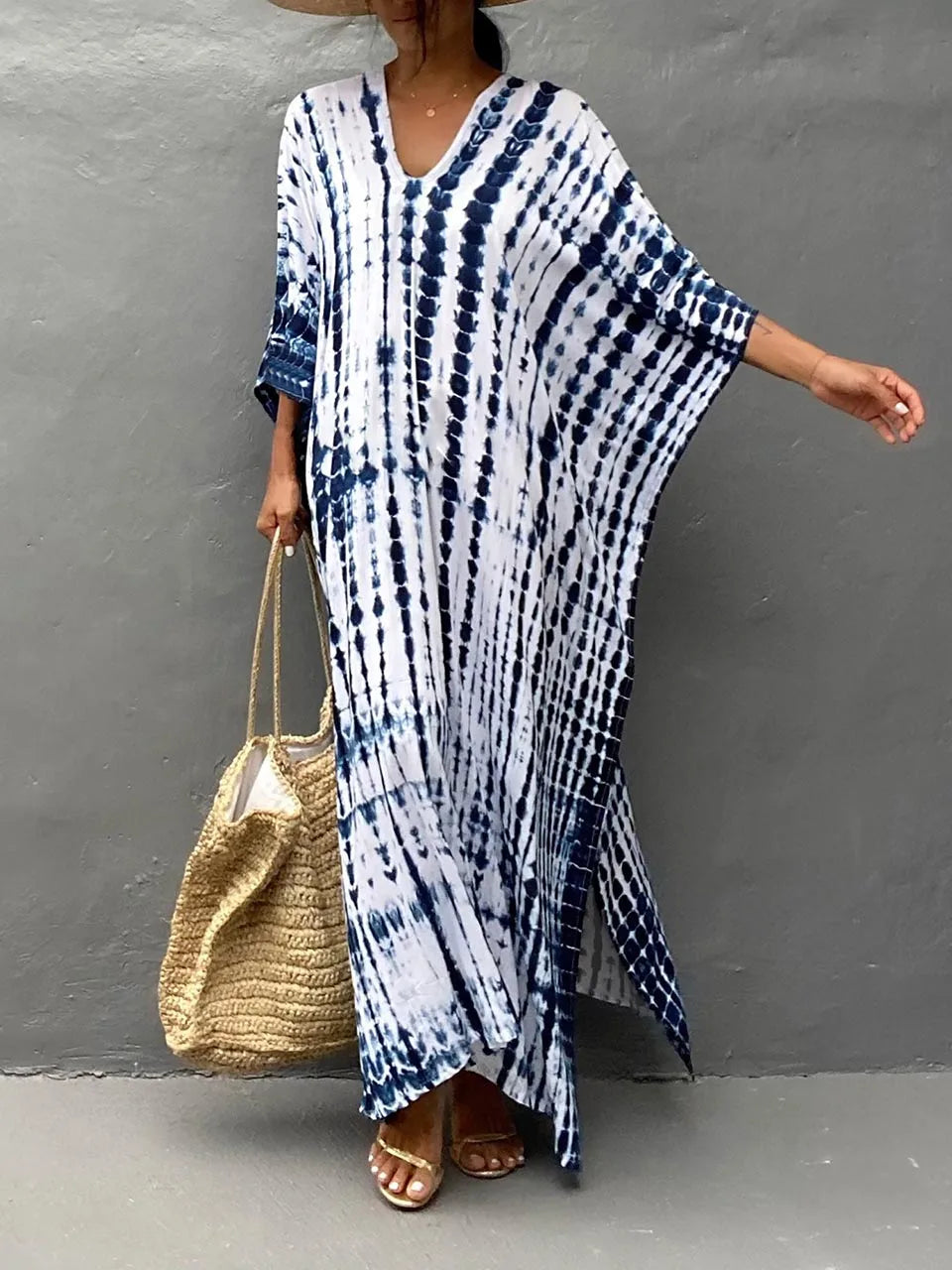 Women’s Flowy Kaftan Maxi Dress - Relaxed Summer Dress