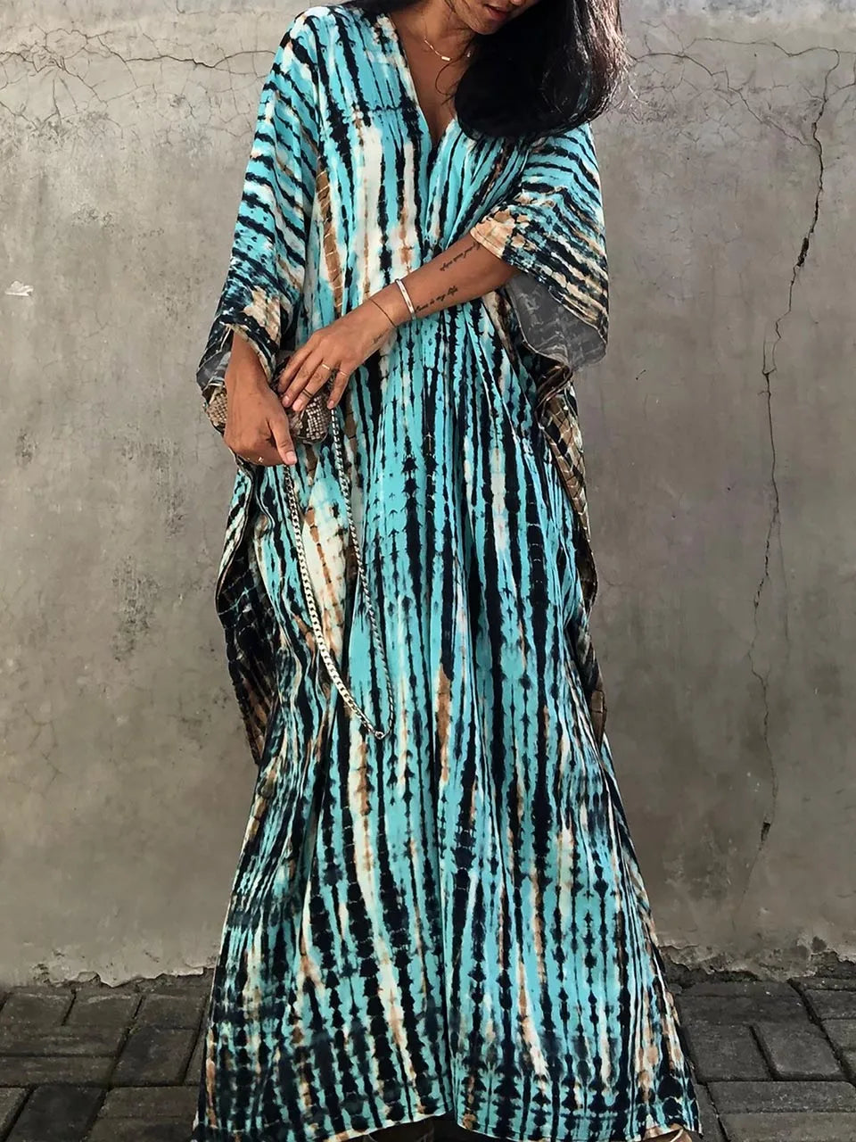 Women’s Flowy Kaftan Maxi Dress - Relaxed Summer Dress