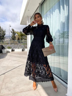 Women’s Elegant Midi Dress with Long Sleeves