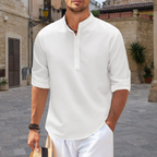 Men’s Elegant Up Collar Shirt for Effortless Sophistication White