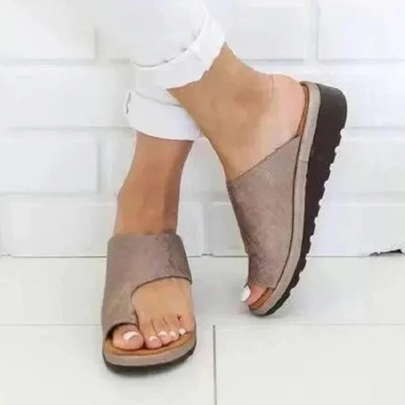 Women’s Comfortable Mules with Wedge Sole Brown