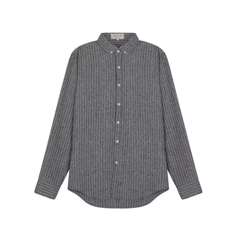 Men’s Vertical Stripe Button-Up Long Saleeve Dress Shirt