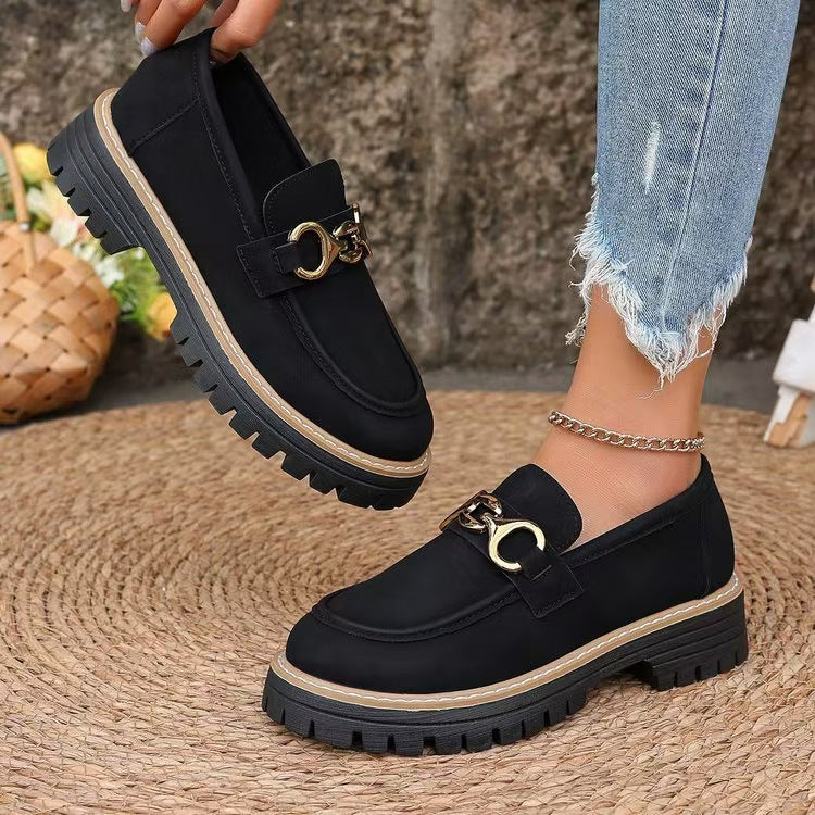 Women’s Elegant Platform Loafers with Round Toe