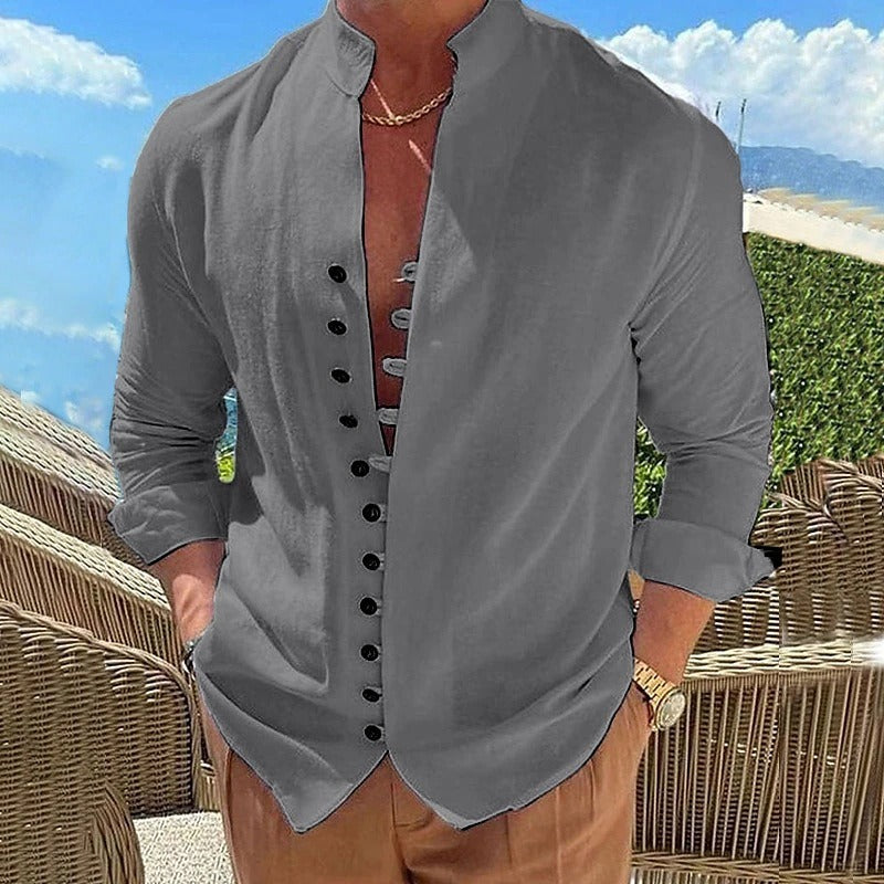 Men’s Comfortable Long Sleeve Shirt Gray