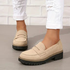 Women’s Chunky Sole Casual Loafers for Everyday Wear Beige