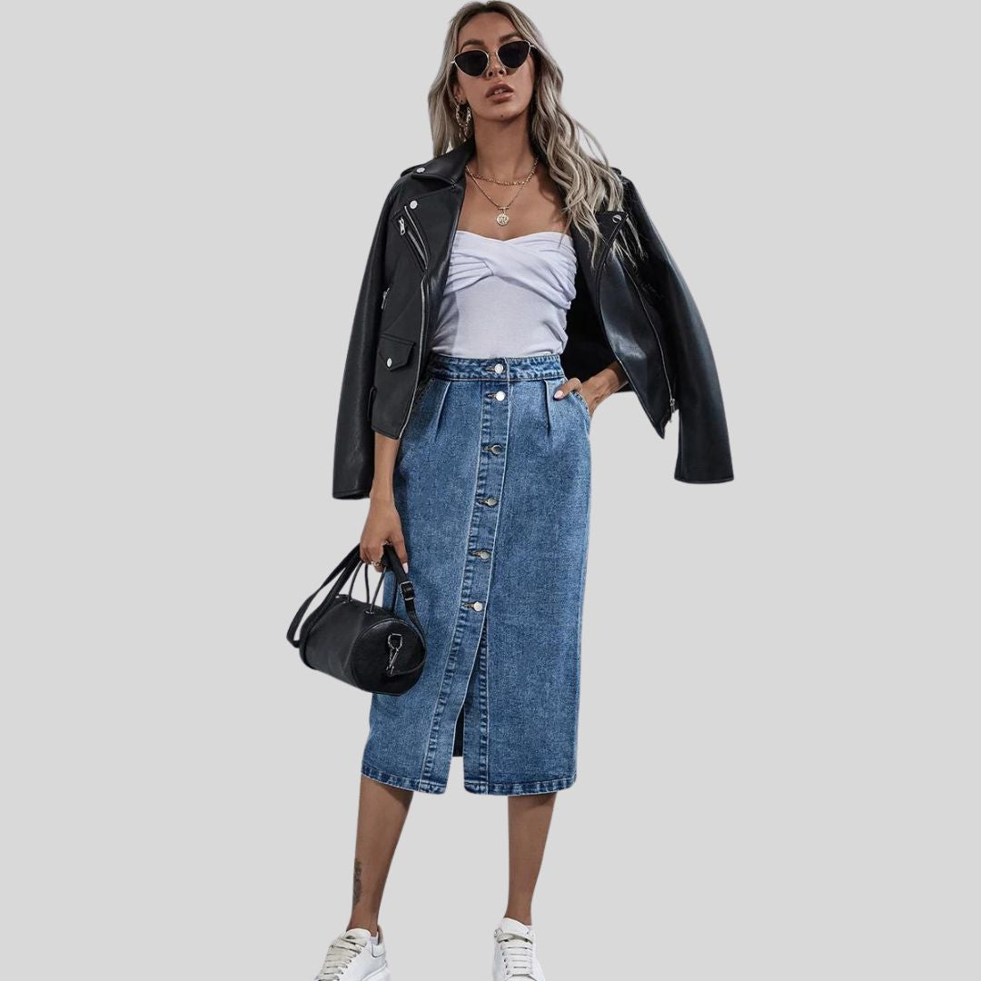 Women’s Chic Midi Skirt – Everyday Denim Style
