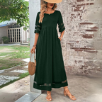 Women’s Elegant Maxi Dress with Statement Sleeves Green