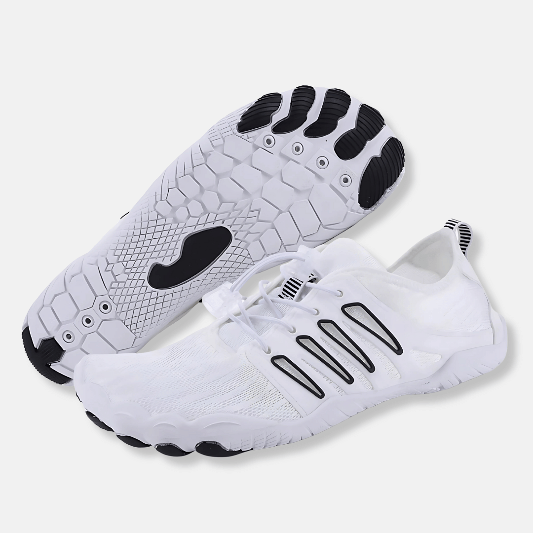 Unisex's Lightweight Quick Dry Barefoot Aqua Shoes – Water Ready Footwear White Black