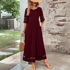 Women’s Elegant Maxi Dress with Statement Sleeves Burgundy