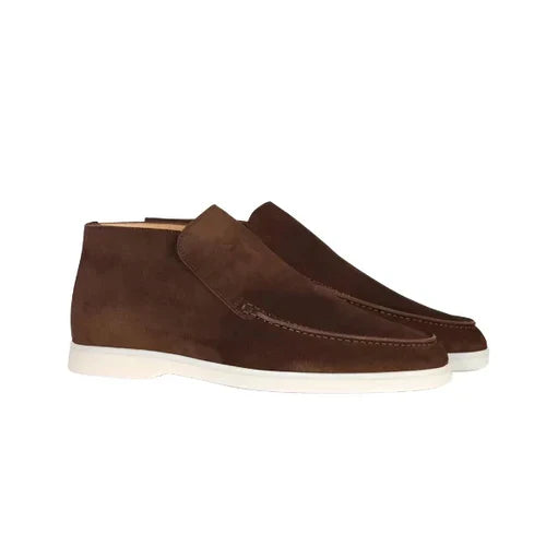 Men’s Casual Slip-On Loafers with Ankle-Height Design Brown