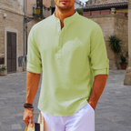 Men’s Elegant Up Collar Shirt for Effortless Sophistication Green