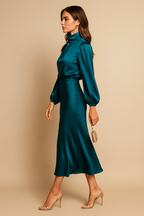 Women’s Elegant Dress with Long Sleeves and High Neck
