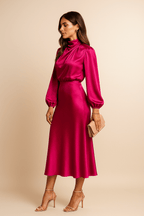 Women’s Elegant Dress with Long Sleeves and High Neck