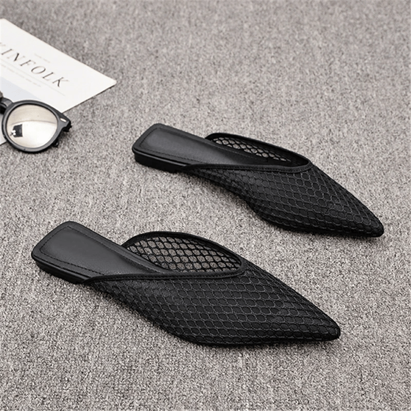 Women’s Elegant Flat Mules with Mesh Pattern