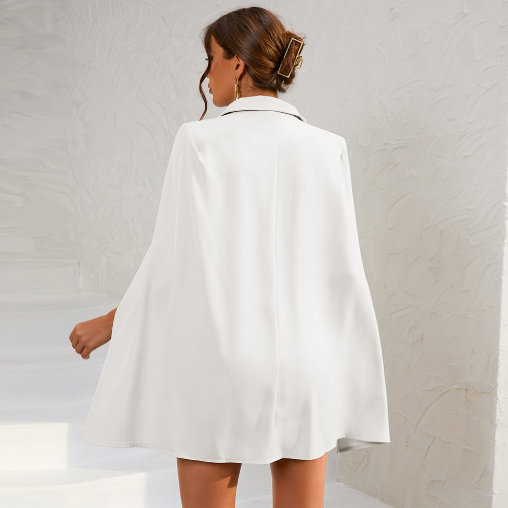 Women’s Cape Blazer Mini Dress with Gold Buttons