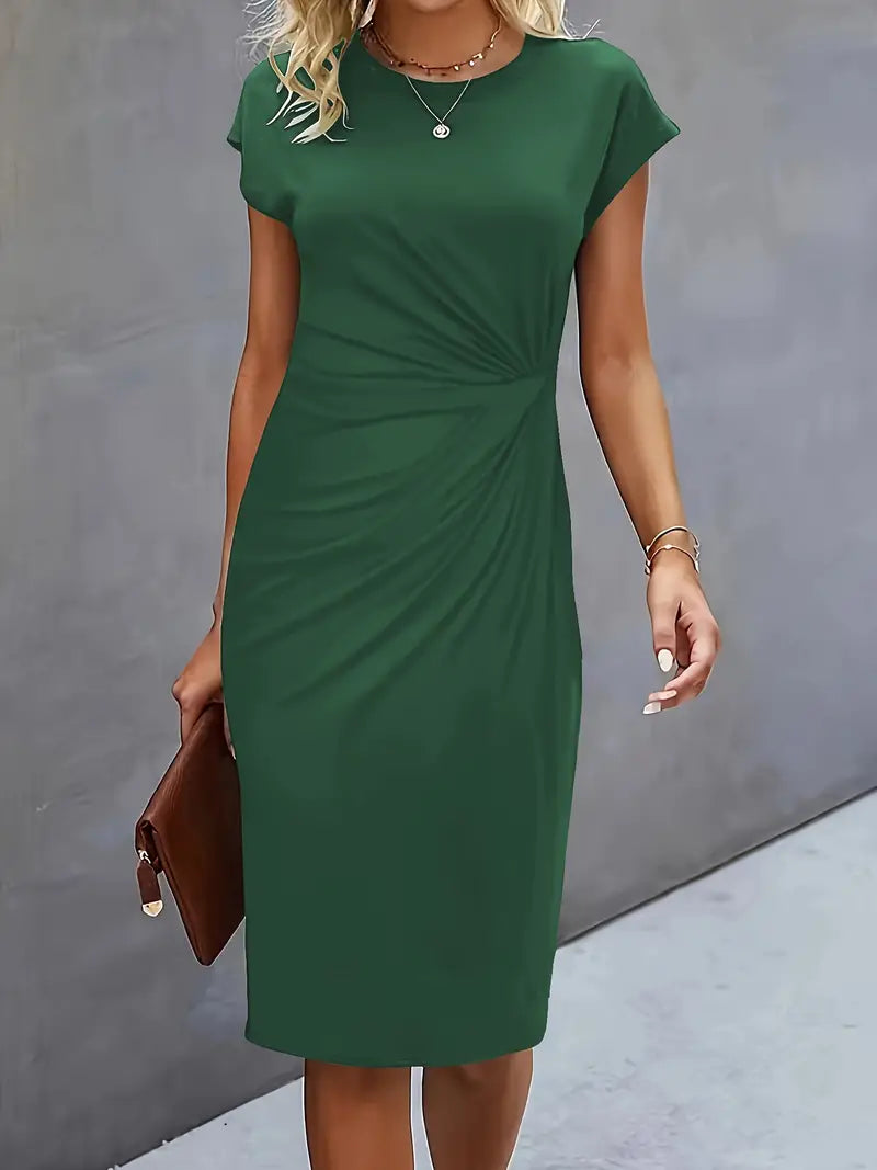 Women’s Timeless Midi Dress with Elegant Silhouette Green