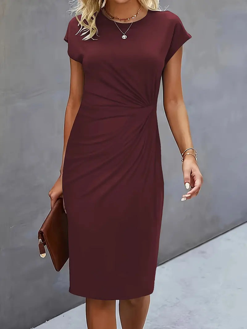Women’s Timeless Midi Dress with Elegant Silhouette Brown
