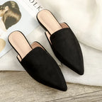 Women’s Elegant Suede Mules with Pointed Toe Black
