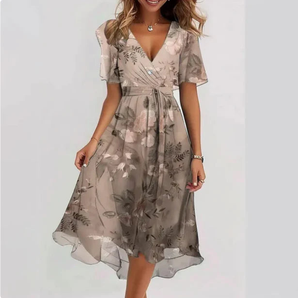 Women’s Floral Wrap Dress with V-Neck