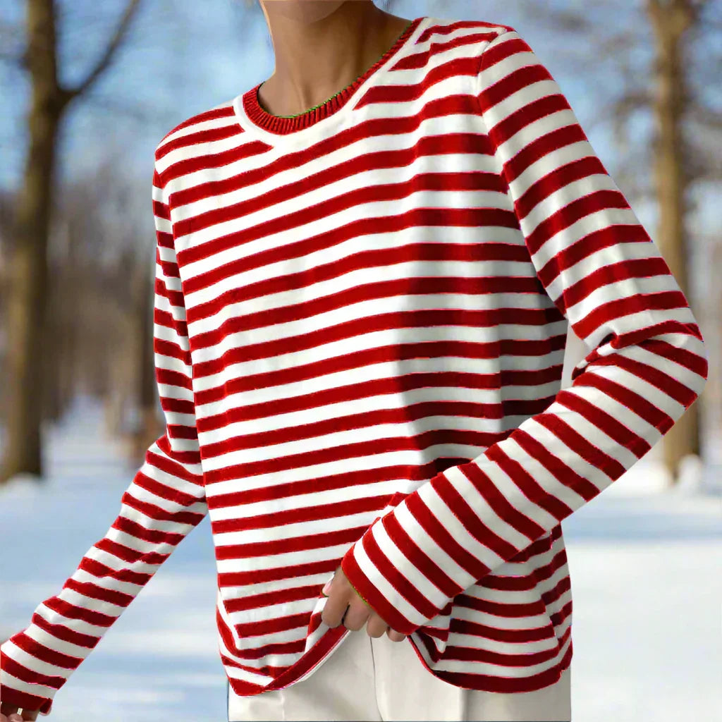 Women’s Classic Striped Long Sleeve T-Shirt Cardinal Red