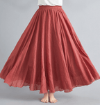 Women’s Elegant Boho Maxi Skirt – Flowy Boho Dress Rose Pink