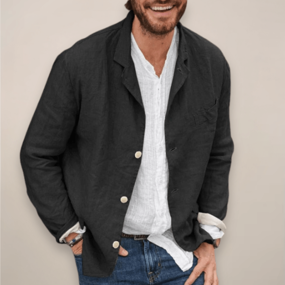Men’s Relaxed Fit Blazer Jacket for Summer Styling Black