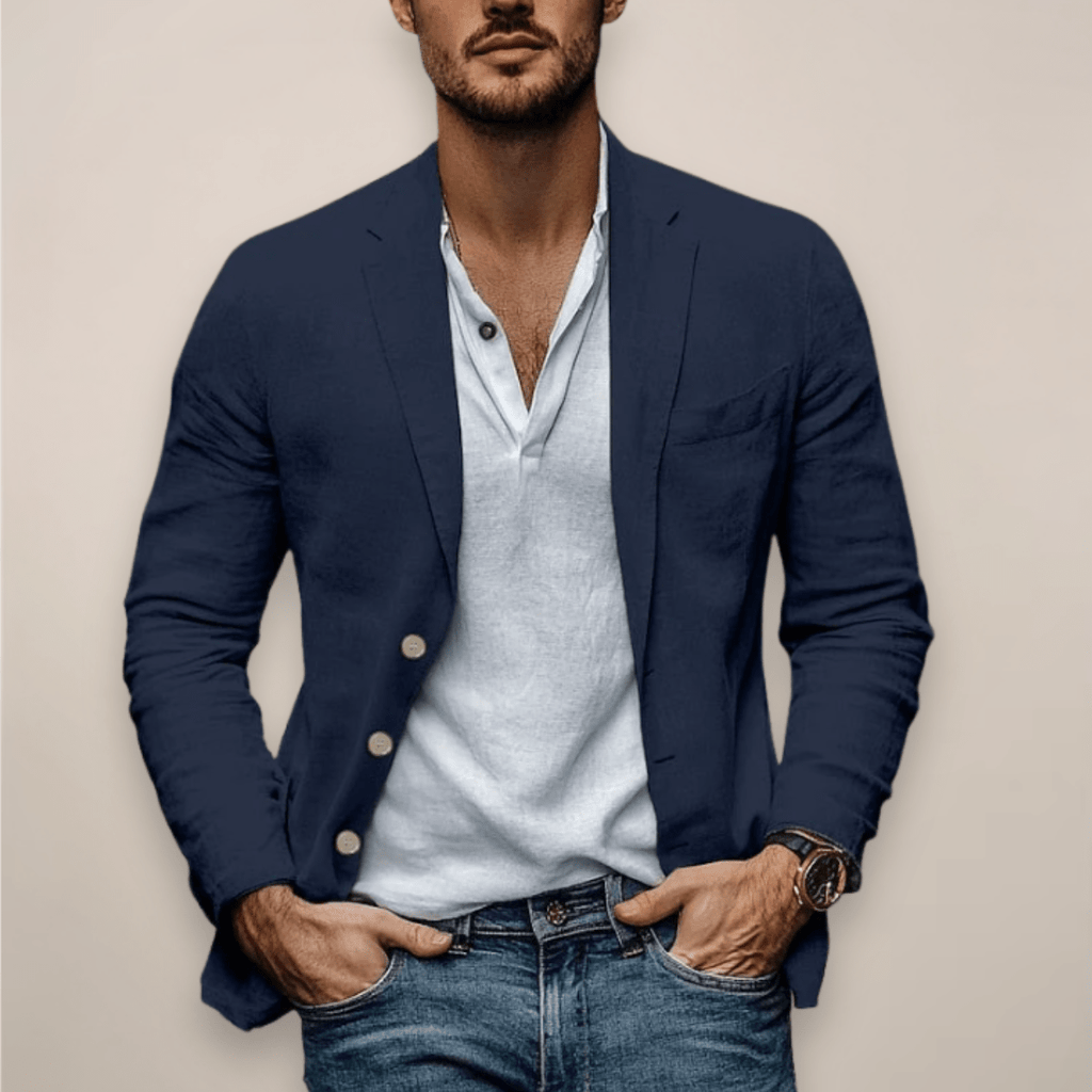 Men’s Casual Blazer - Modern Summer Style for Everyday Wear Navy Blue