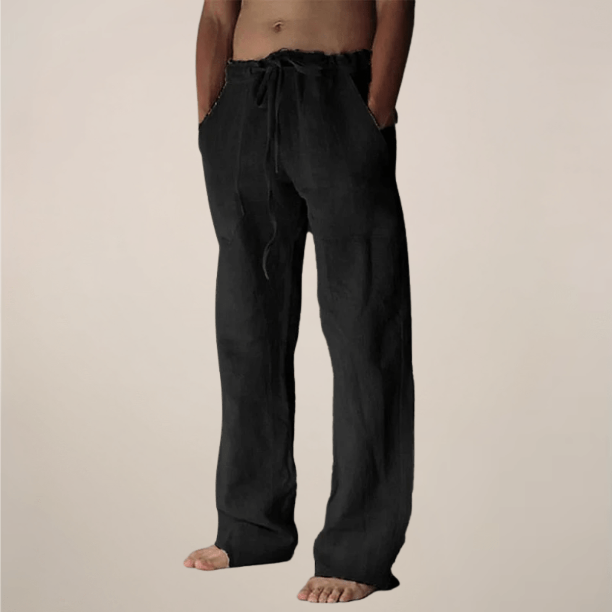 Men’s Wide Loose Relaxed Fit Trousers for Casual Summer Wear Black