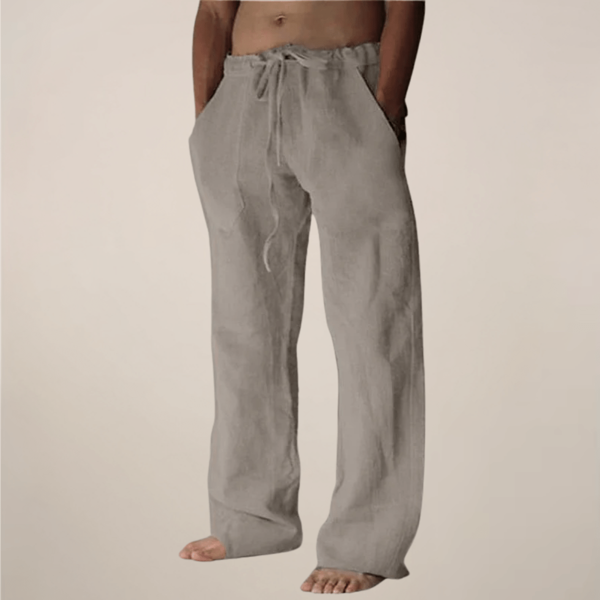 Men’s Wide Loose Relaxed Fit Trousers for Casual Summer Wear Beige