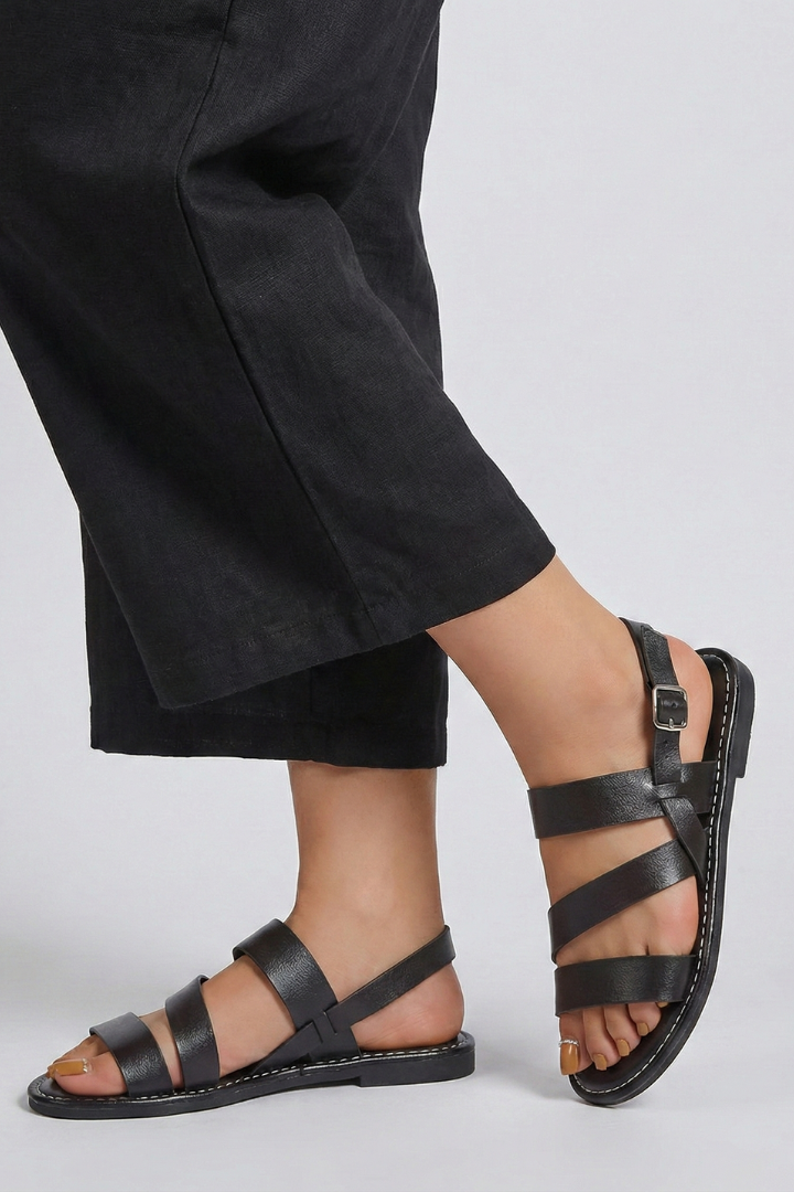 Women’s Sleek Modern Flat Sandals with Back Strap