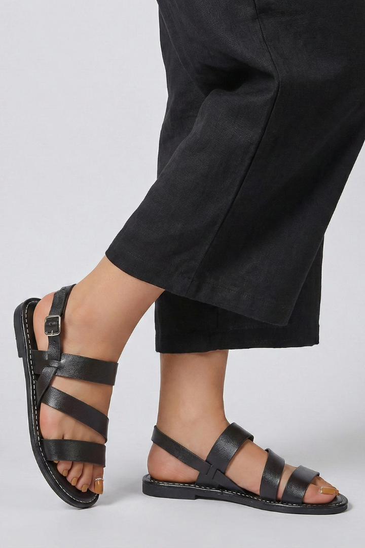 Women’s Sleek Modern Flat Sandals with Back Strap