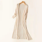 Women’s Lightweight Long Cardigan - Casual Everyday Outerwear Beige