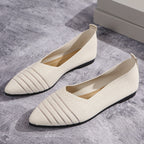 Women’s Comfortable Mesh Ballerina Flats with Elastic Slip-On Beige