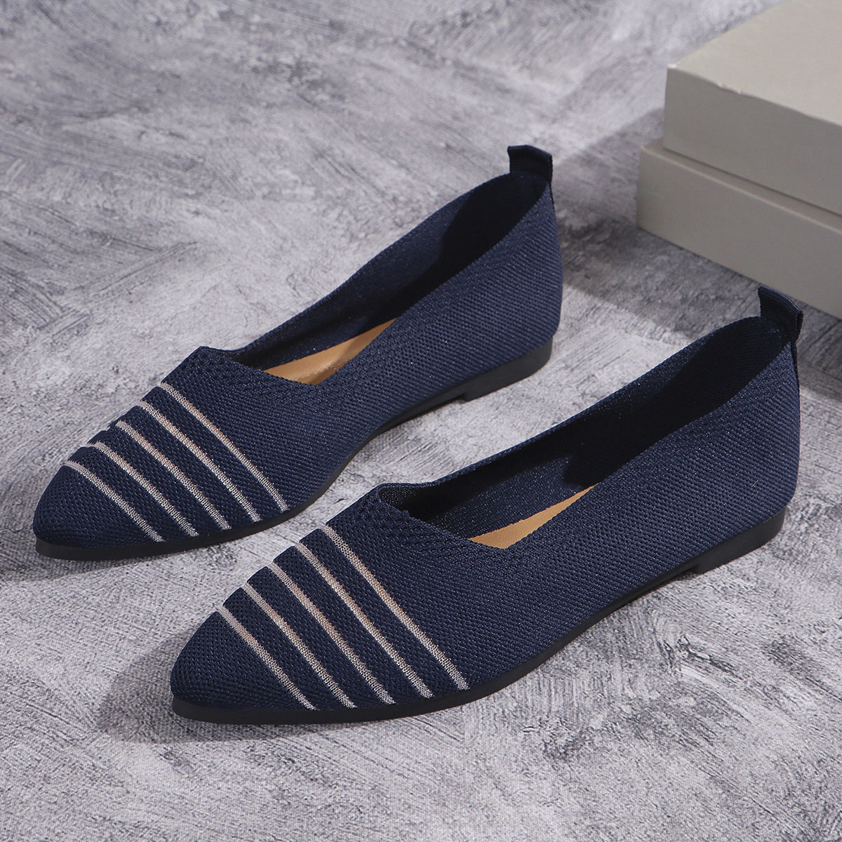 Women’s Comfortable Mesh Ballerina Flats with Elastic Slip-On Blue