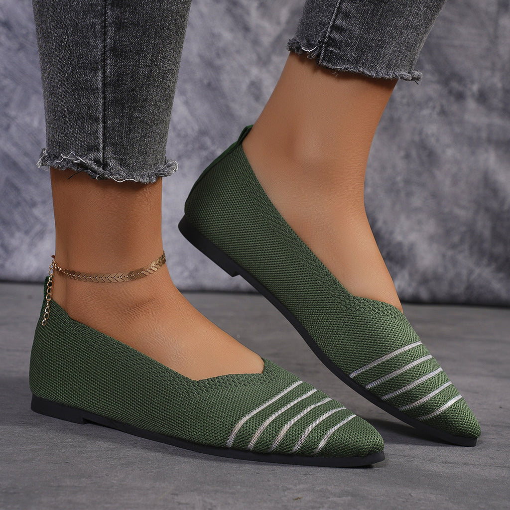 Women’s Comfortable Mesh Ballerina Flats with Elastic Slip-On Green