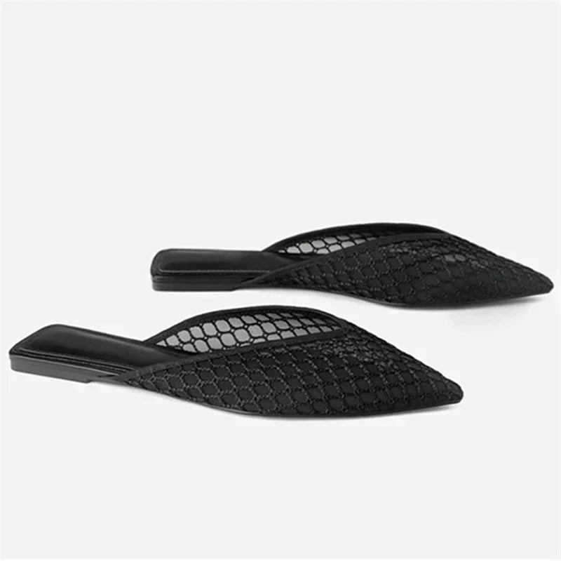 Women’s Elegant Flat Mules with Mesh Pattern