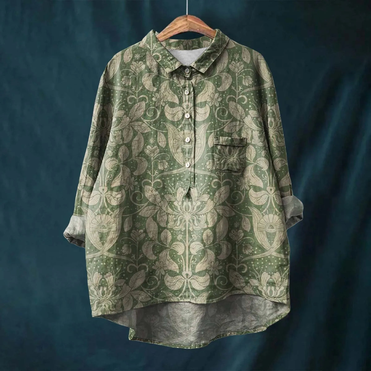 Women’s Oversized Casual Shirt – Versatile Everyday Top Dark Green